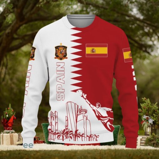 Spain Flag sport soccer team World Cup qatar champions football Knitted Christmas 3D Sweater
