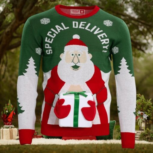 Special Delivery Santa Claus3D Gift Ugly Christmas Sweater
