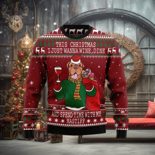 Spend Time With My Mastiff Snowflake Ugly Christmas Sweater