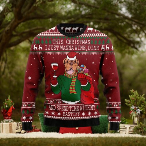 Spend Time With My Mastiff Snowflake Ugly Christmas Sweater