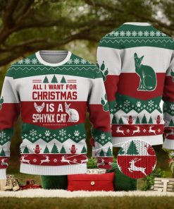 Sphynx Cat All I want for Christmas Family Gift Ugly Christmas Sweater