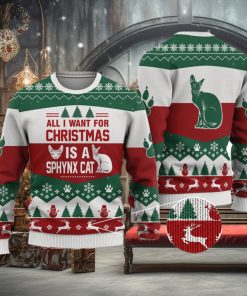 Sphynx Cat All I want for Christmas Family Gift Ugly Christmas Sweater