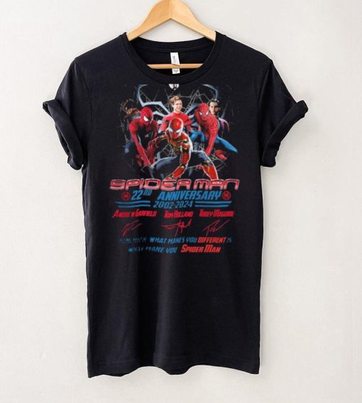 Spider Man 22nd Anniversary 2002 2024 Remember What Makes You Different Is What Make You Spider Man Signatures Shirt