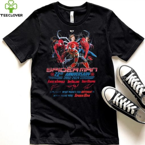 Spider Man 22nd Anniversary 2002 2024 Remember What Makes You Different Is What Make You Spider Man Signatures Shirt