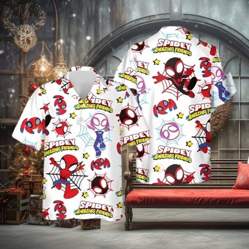 Spider Man Hawaiian Shirt Spidey And His Amazing Friends Cool Hawaiian Shirts