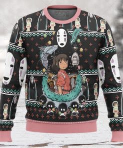 Spirited Away Chihiro No Face Haku Dragon Christmas Ugly Wool Knitted Sweater