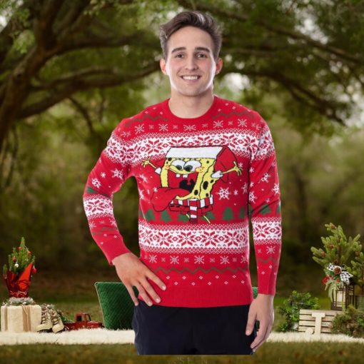 SpongeBob SquarePants Men’s Snowflake Catching Ugly Sweater