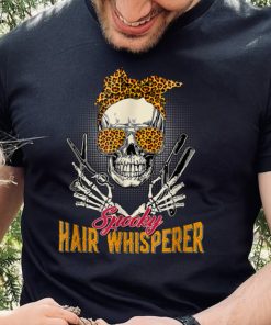 Spooky Hair Whisperer I'll Cut You Leopard Skull Haloween T Shirt