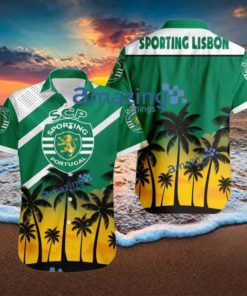 Sporting Lisbon FC Logo Button Down Hawaiian Shirt Hip Summer Trend