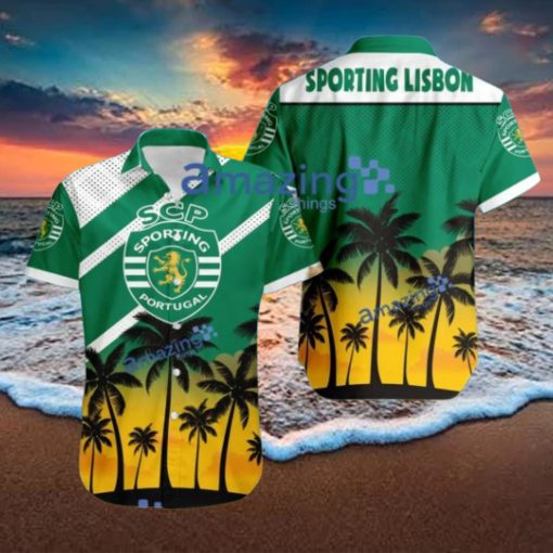 Sporting Lisbon FC Logo Button Down Hawaiian Shirt Hip Summer Trend