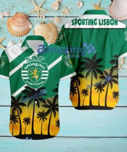 Sporting Lisbon FC Logo Button Down Hawaiian Shirt Hip Summer Trend