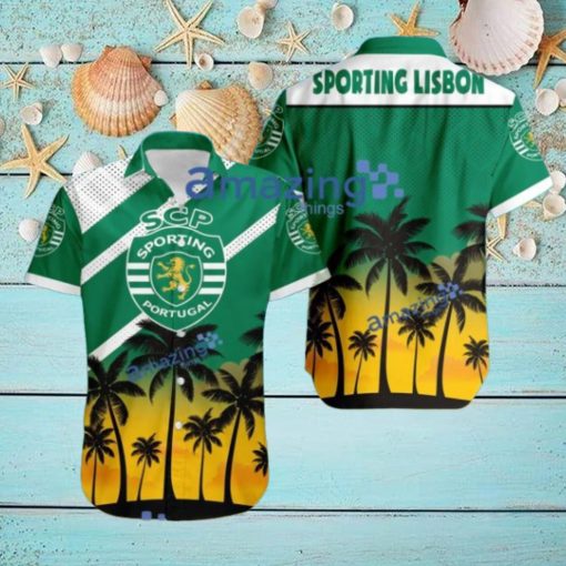 Sporting Lisbon FC Logo Button Down Hawaiian Shirt Hip Summer Trend