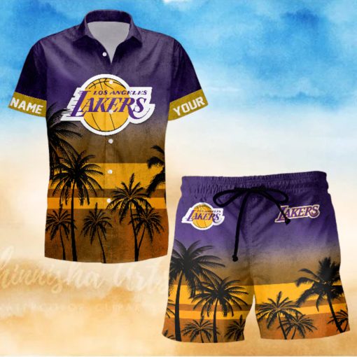 Sportwearmerch Los Angeles Lakers NBA Personalized Hawaiian Shirt And Short Pants For Fan