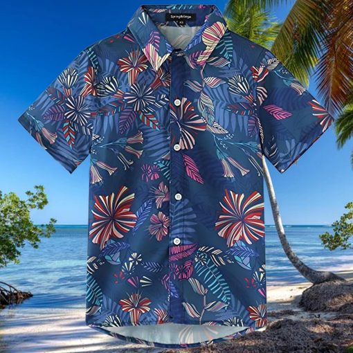 Spring Gege Boys  Short Sleeve Hawaiian Shirt