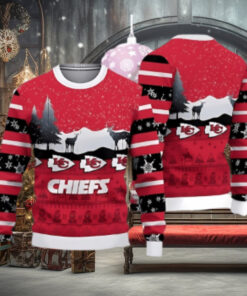 Kansas City Chiefs Christmas Reindeers Pattern Ugly Christmas Sweater