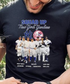 Squad Up New York Yankees Mickey Mantle Babe Ruth Aaron Judge Signatures Shirt