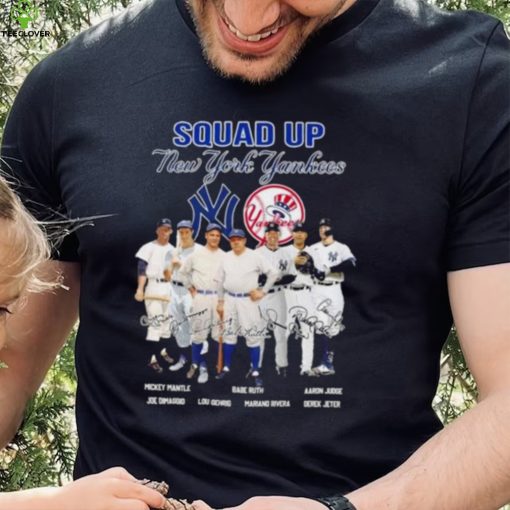 Squad Up New York Yankees Mickey Mantle Babe Ruth Aaron Judge Signatures Shirt