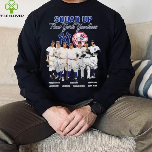 Squad Up New York Yankees Mickey Mantle Babe Ruth Aaron Judge Signatures Shirt