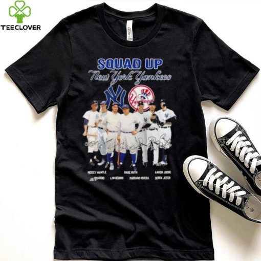 Squad Up New York Yankees Mickey Mantle Babe Ruth Aaron Judge Signatures Shirt