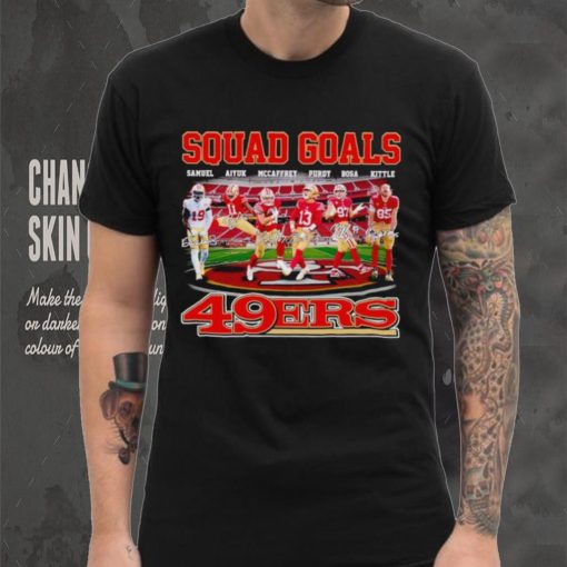 Squad goals San Francisco 49ers Samuel Aiyuk McCaffrey Purdy Bosa Kittle signatures hoodie, sweater, longsleeve, shirt v-neck, t-shirt