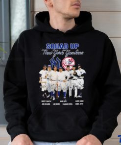 Squad up new york yankees mickey mantle babe ruth aaron judge signatures shirt