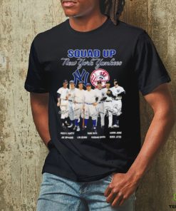 Squad up new york yankees mickey mantle babe ruth aaron judge signatures shirt