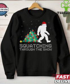 Squatching Through The Snow Bigfoot Christmas Sasquatch T Shirt Recovered