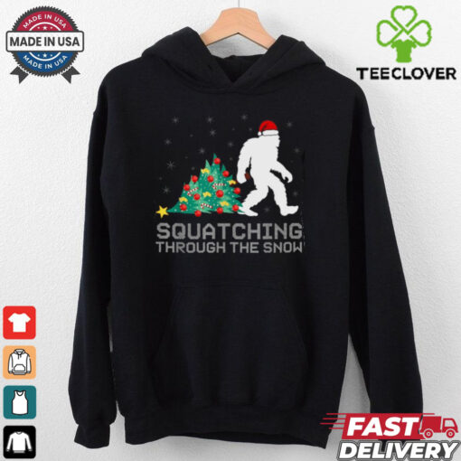 Squatching Through The Snow Bigfoot Christmas Sasquatch T Shirt Recovered