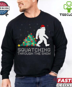 Squatching Through The Snow Bigfoot Christmas Sasquatch T Shirt Recovered