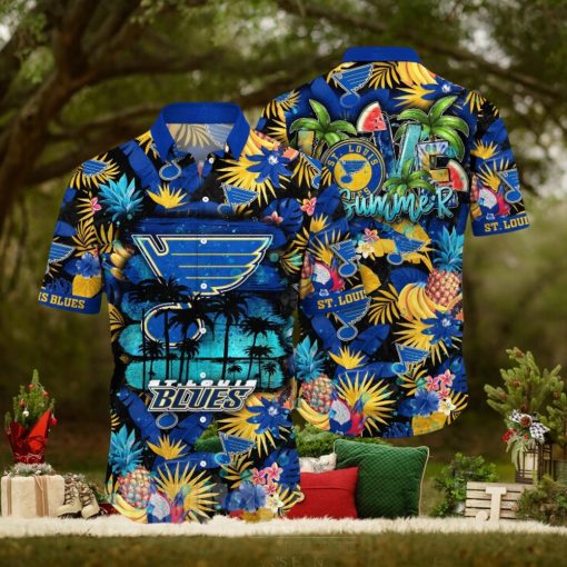 St Louis Blues NHL Flower Tropical Full Print 3D Hawaiian Shirt