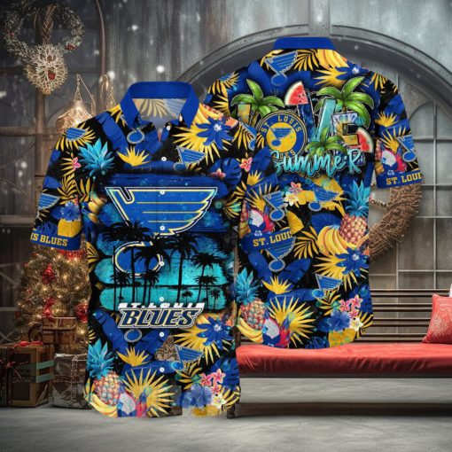 St Louis Blues NHL Flower Tropical Full Print 3D Hawaiian Shirt