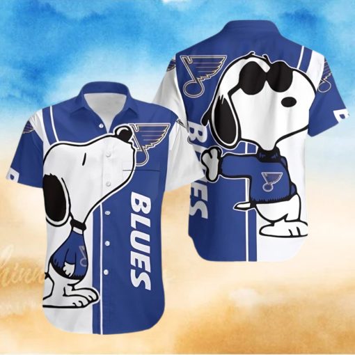 St Louis Blues Snoopy Love Hawaiian Button Up Shirt