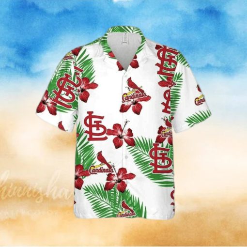 St  Louis Cardinals Funny Hawaiian Shirt Hibiscus Flower Pattern On White Theme