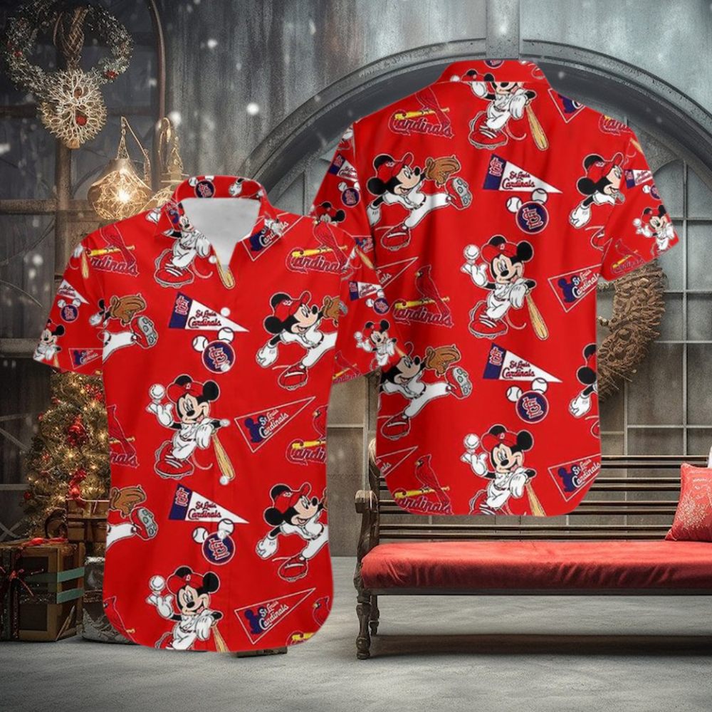 St Louis Cardinals Mickey Mouse Red Summer Hawaiian Shirts St Louis Cardinals Mickey Mouse Red Summer Hawaiian Shirts