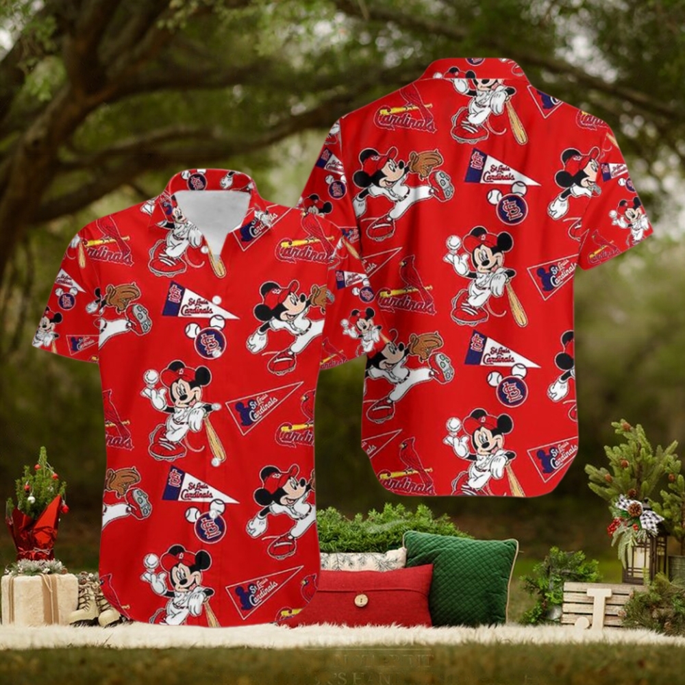 St Louis Cardinals Mickey Mouse Red Summer Hawaiian Shirts St Louis Cardinals Mickey Mouse Red Summer Hawaiian Shirts