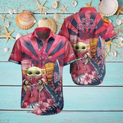 St Louis Cardinals Mlb Baby Yoda Hawaiian Shirt Men Youth Cardinals Aloha Shirt