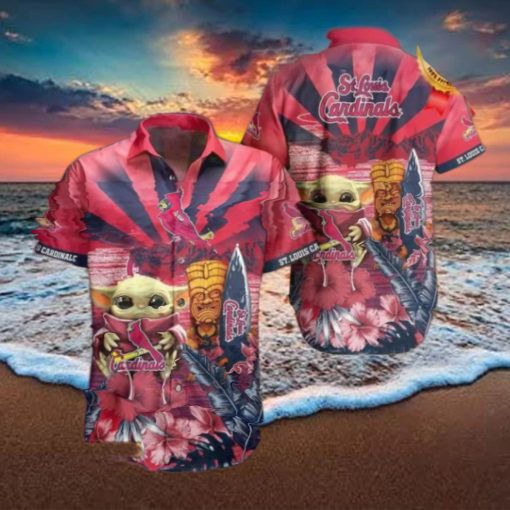 St Louis Cardinals Mlb Baby Yoda Hawaiian Shirt Men Youth Cardinals Aloha Shirt