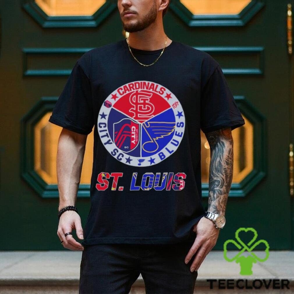 Official St louis city sc st louis cardinals st louis blues logo T