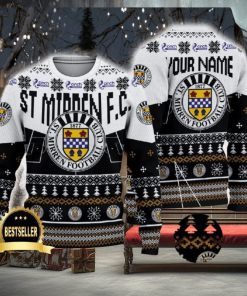 St Mirren FC Ugly Christmas Sweater Logo Custom Name Gift Fans