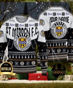 St Mirren FC Ugly Christmas Sweater Logo Custom Name Gift Fans