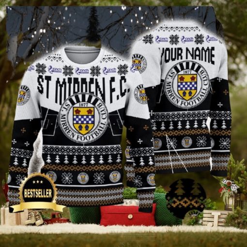 St Mirren FC Ugly Christmas Sweater Logo Custom Name Gift Fans