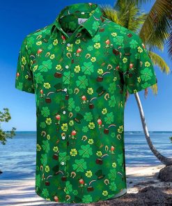 St Patrick s Day Hawaiian Shirt for Men Irish Printed Casual Short Sleeve Button Down Beach Shirts