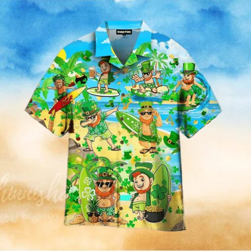 St Patricks Day Green Hawaiian Irish Leprechaun Surfer Surf Hypebeast Fashion Hawaiian Shirt