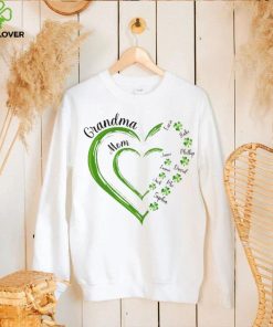 St Patrick's Day Green Heart In Heart Grandma Mom Shamrock Kids Personalized Shirt