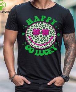 St Patricks Day Happy Go Lucky Shamrock Eyes Happy Face Shirt