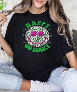 St Patricks Day Happy Go Lucky Shamrock Eyes Happy Face Shirt