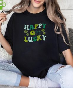 St Patricks Day Happy Go Lucky Shamrock Irish Retro Groovy Shirt