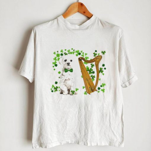 St Patricks Day Irish Lucky Harp White Maltese Dog Shirt