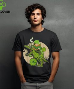 St Patricks Day Leprechaun Riding Dinosaur Men Women Shirt