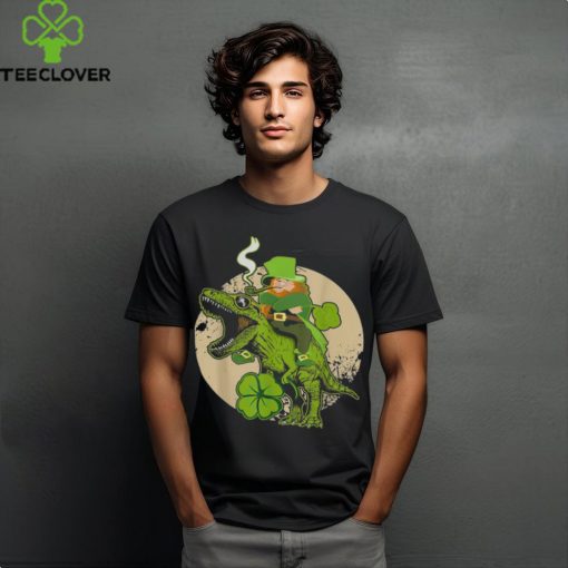 St Patricks Day Leprechaun Riding Dinosaur Men Women Shirt